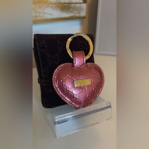 Gucci Metallic Pink Heart Keychain with dustbag